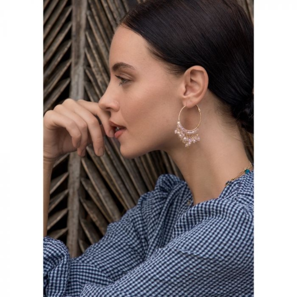 Folk Bling large hoops handmade earrings modern - Picture 2 of 3